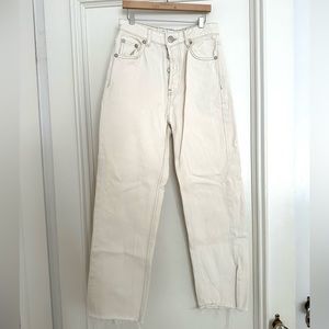 Off white, Zara, raw hemmed jeans.